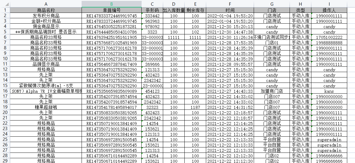 Javashop新零售总部端进销存模块库存流水操作方法解析